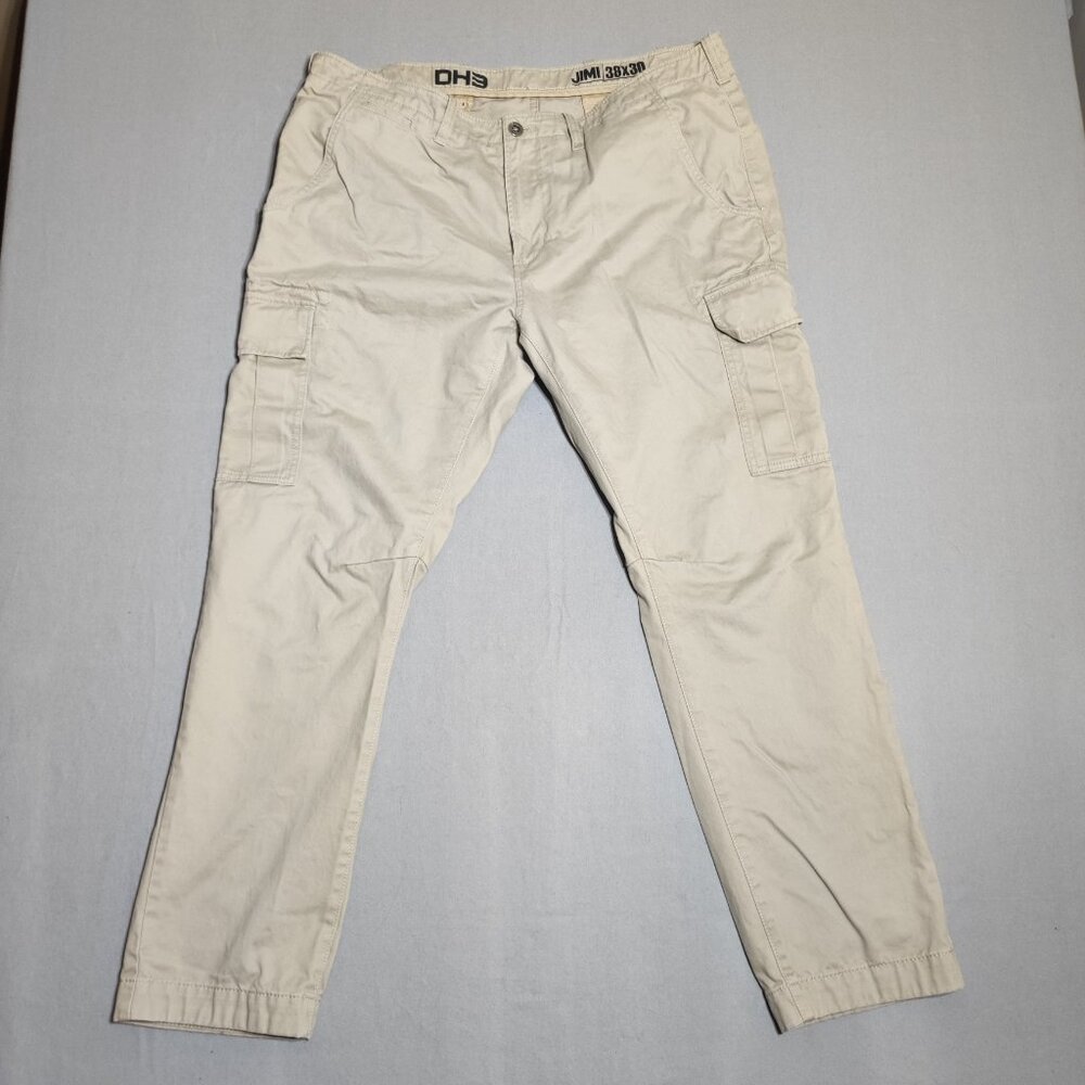 DH3 Jimi cargo pants men's size 38X30 cream colour straight leg  slim fit